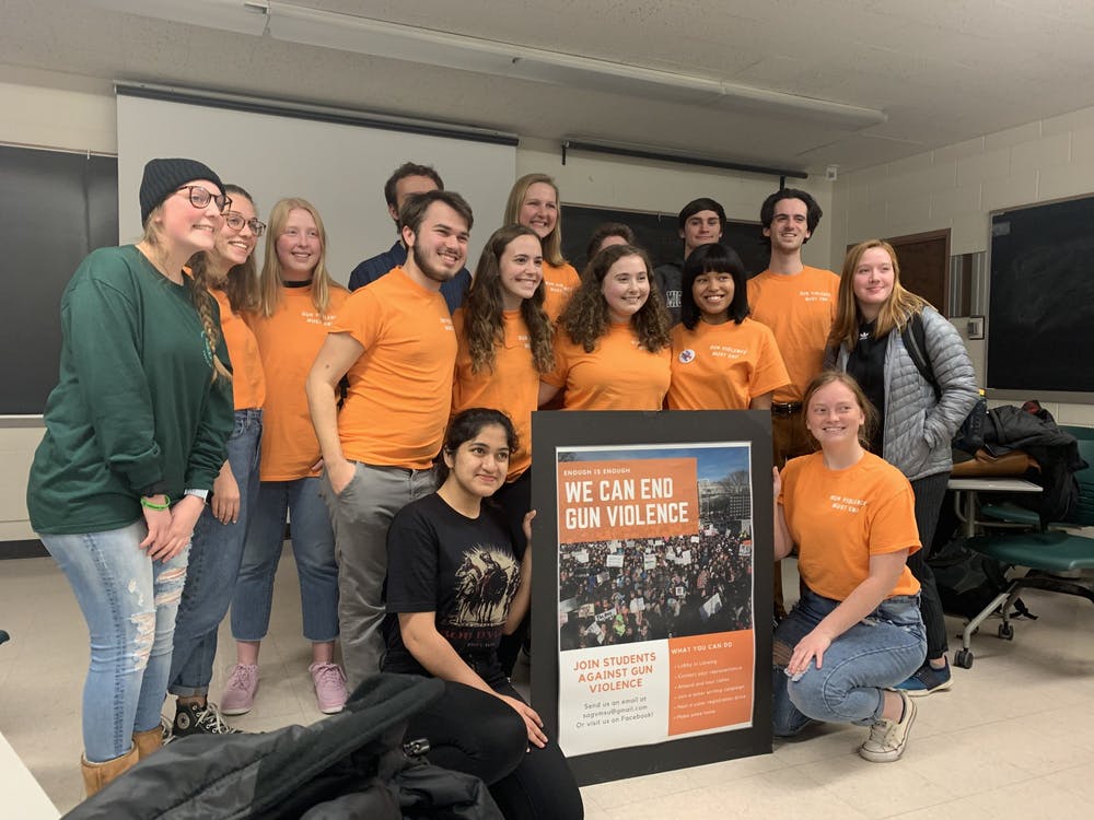 Students Against Gun Violence, a student group on Michigan State's campus, meet on Tuesday, November 19.